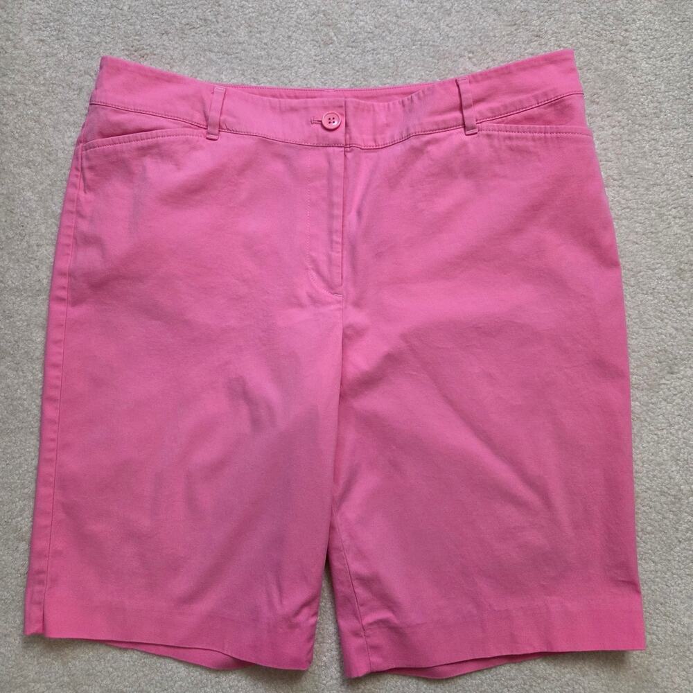 Talbots Size 12 Pink Chino Bermuda Shorts High Rise